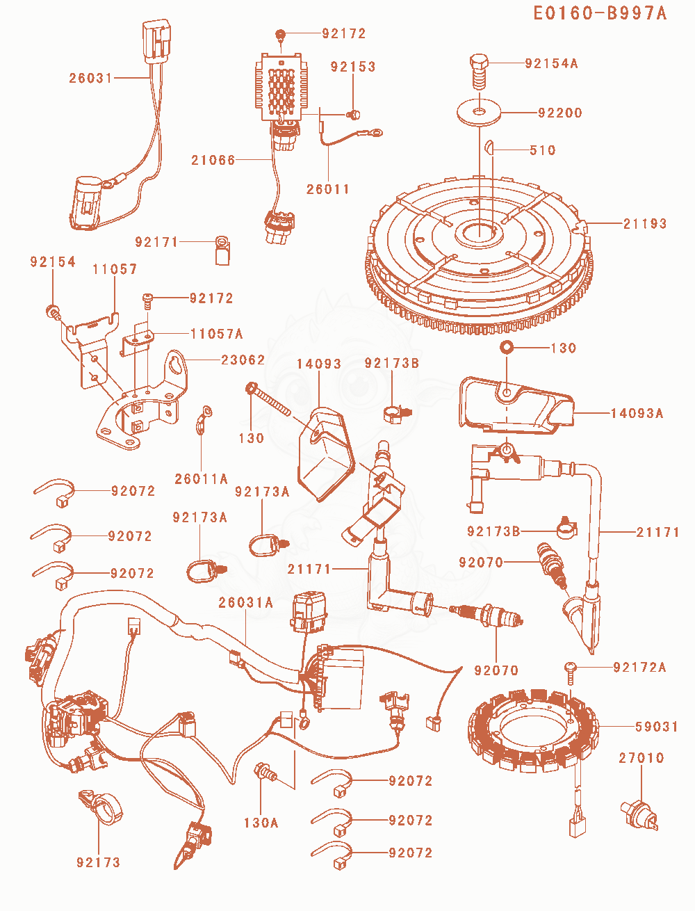Exploded parts diagram of the Electric-Equipment of a Kawasaki FX850V-AR30 engine, with numbered balloons