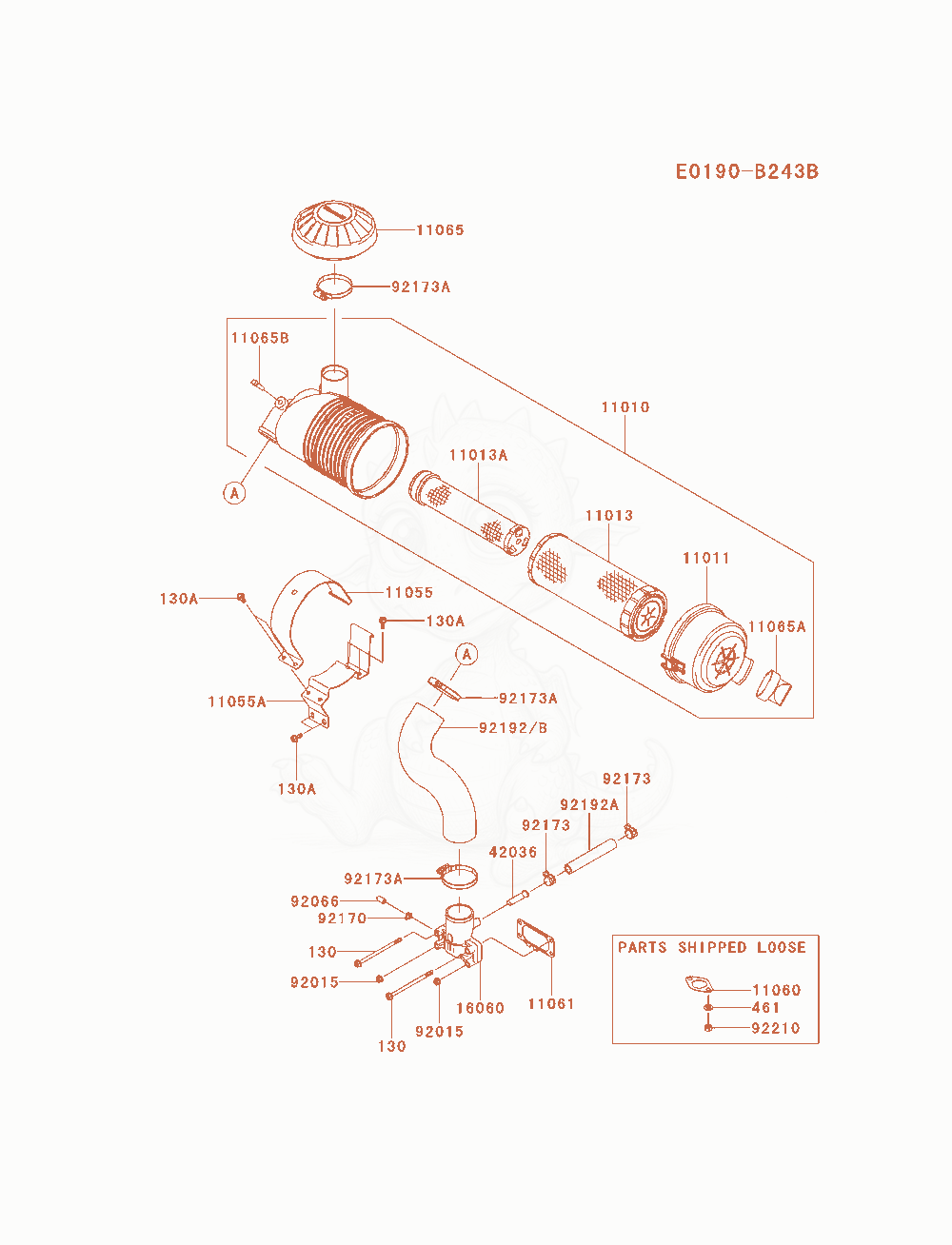 Exploded parts diagram of the Air-Filter / Muffler of a Kawasaki FX691V-AS21 engine, with numbered balloons