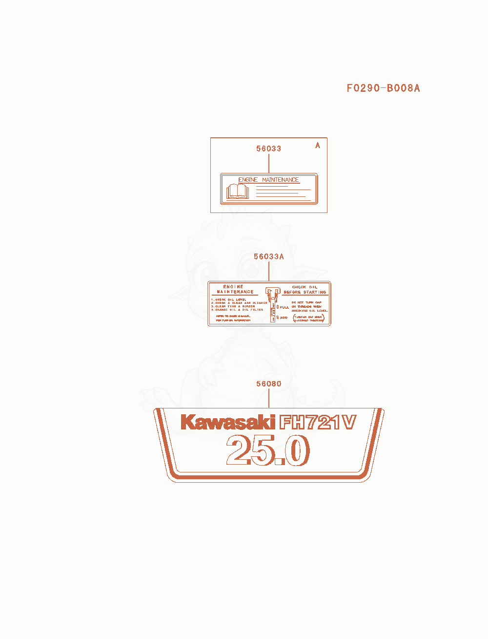 Exploded parts diagram of the Label of a Kawasaki FH721V-AS05 engine, with numbered balloons