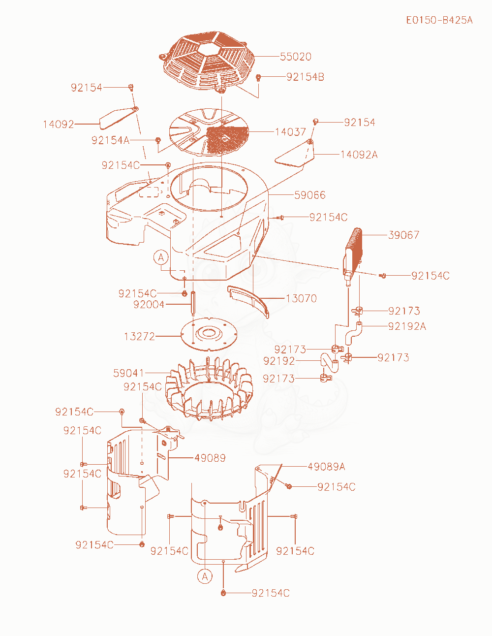 Exploded parts diagram of the Cooling-Equipment of a Kawasaki FX921V-JS00 engine, with numbered balloons