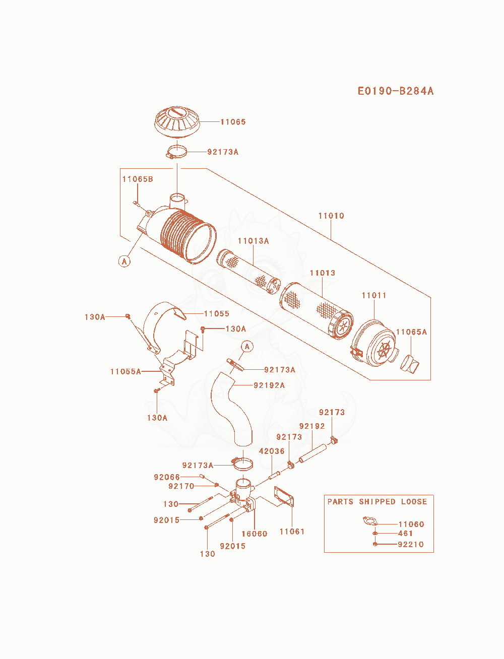 Exploded parts diagram of the Air-Filter / Muffler of a Kawasaki FX651V-BS10 engine, with numbered balloons