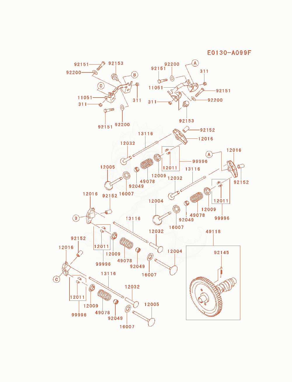Exploded parts diagram of the Valve / Camshaft of a Kawasaki FD791D-FS00 engine, with numbered balloons