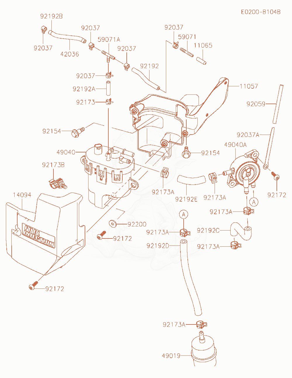 Exploded parts diagram of the Fuel-Tank / Fuel-Valve of a Kawasaki FT730V-AW10 engine, with numbered balloons