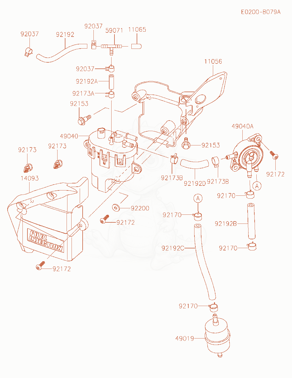 Exploded parts diagram of the Fuel-Tank / Fuel-Valve of a Kawasaki FS730V-AS71 engine, with numbered balloons