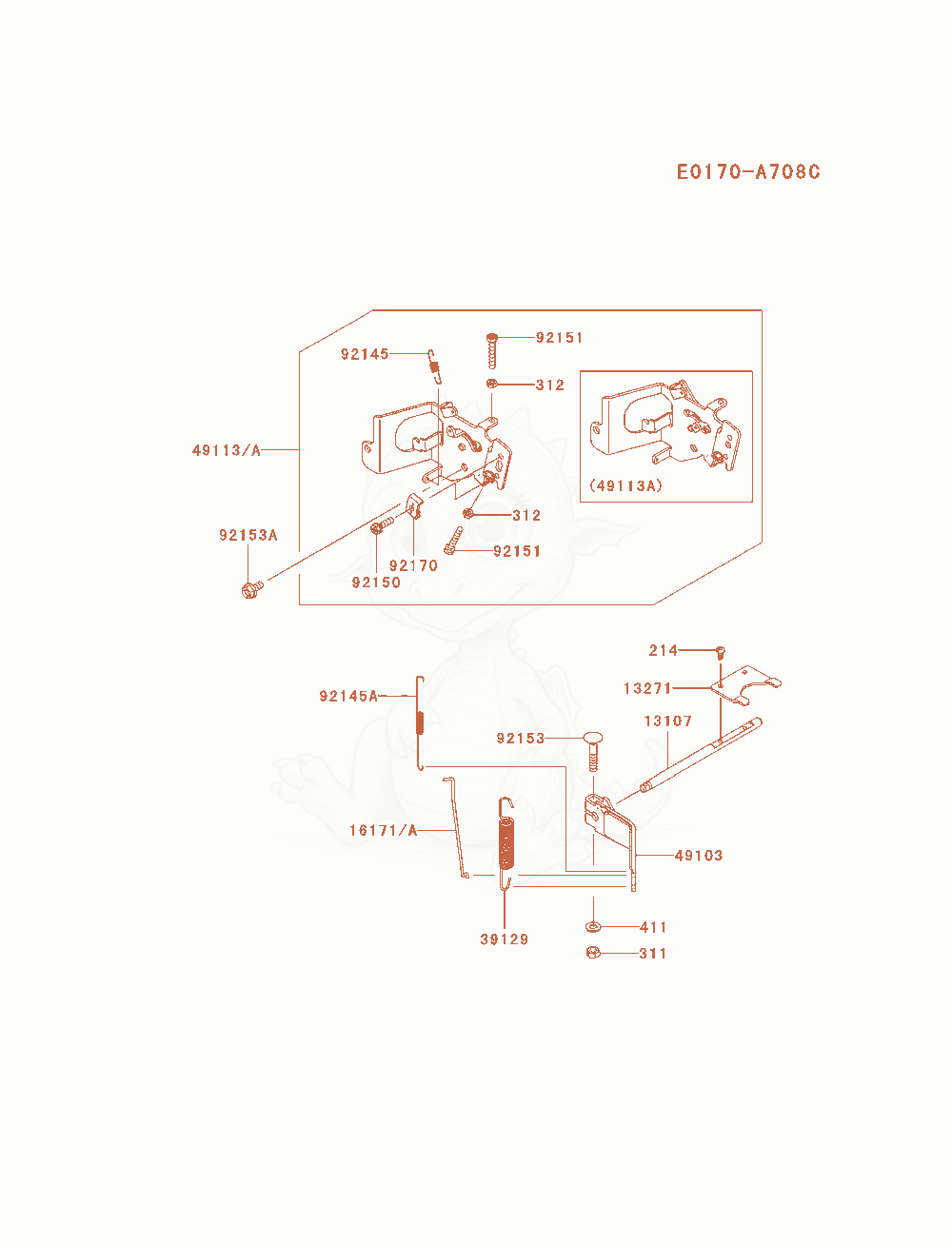 Despiece del Control-Equipment de un motor Kawasaki FX481V-AS06, con globos numerados