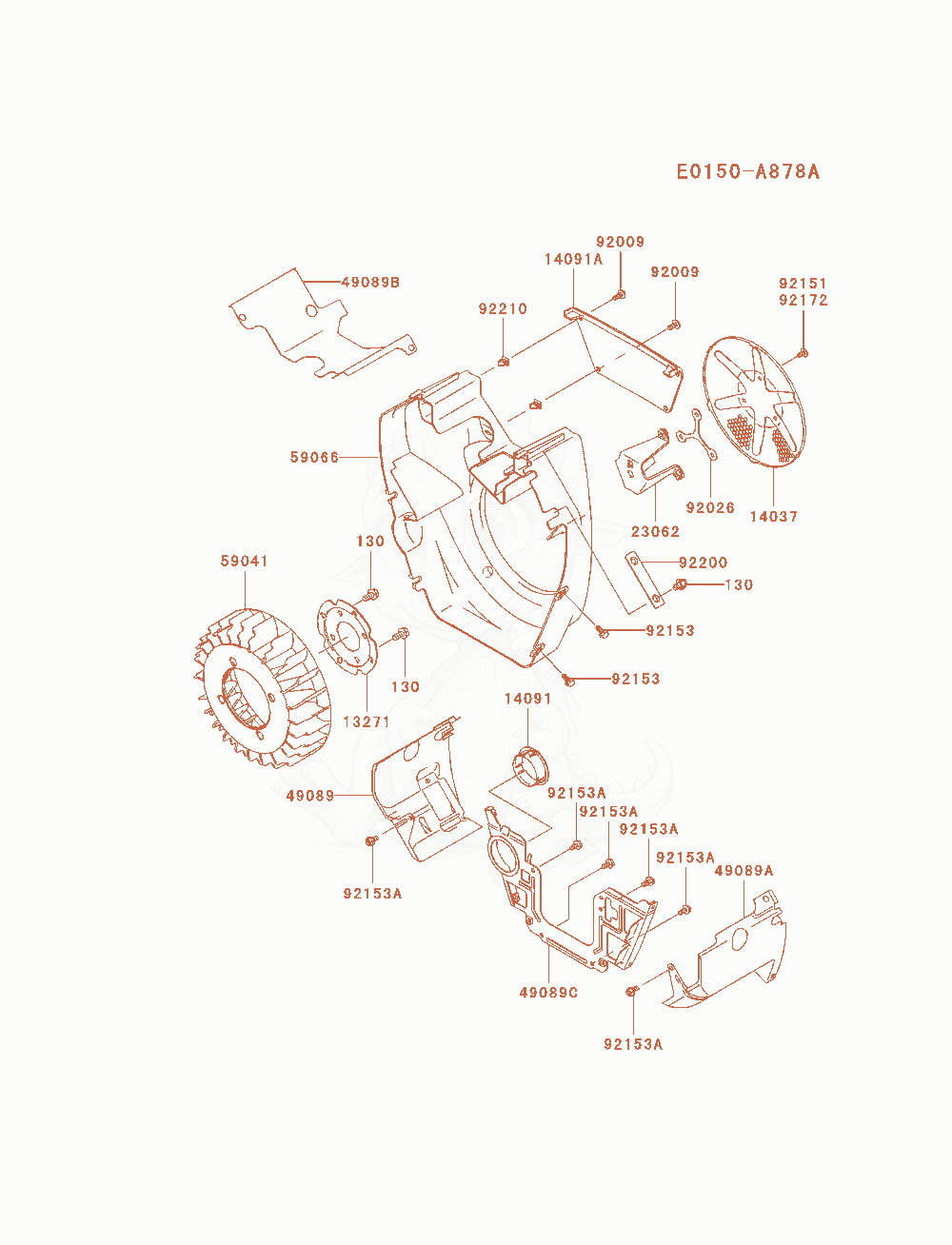 Despiece del Cooling-Equipment de un motor Kawasaki FH721D-AS11, con globos numerados
