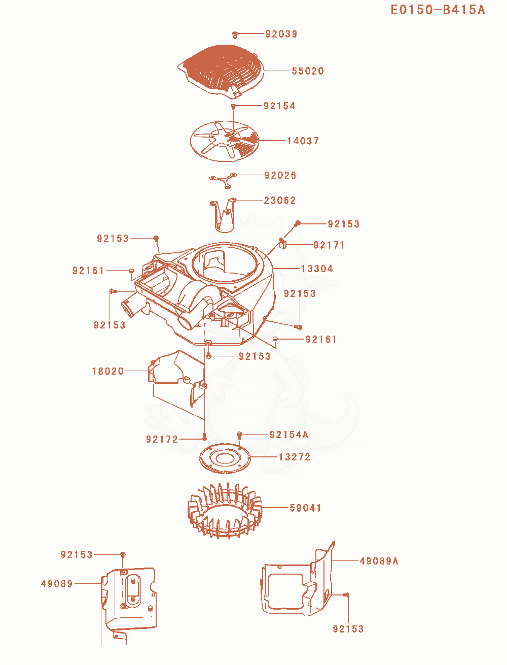 Exploded parts diagram of the Cooling-Equipment of a Kawasaki FT691V-AS04 engine, with numbered balloons