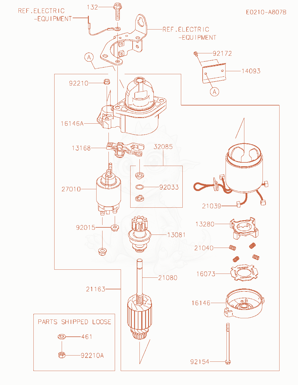 Exploded parts diagram of the Starter of a Kawasaki FX850V-AR36 engine, with numbered balloons