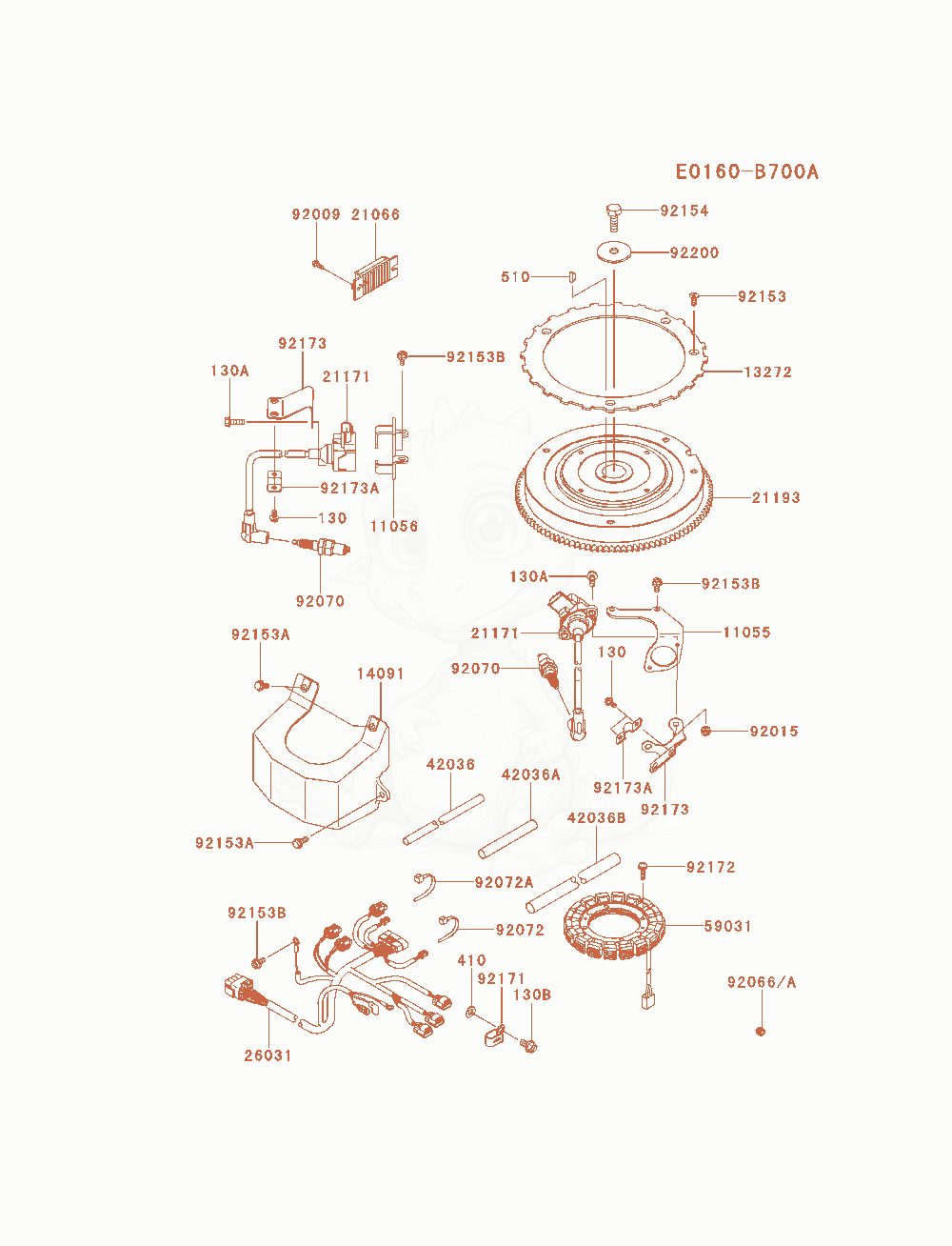 Exploded parts diagram of the Electric-Equipment of a Kawasaki FXT00V-AS14 engine, with numbered balloons