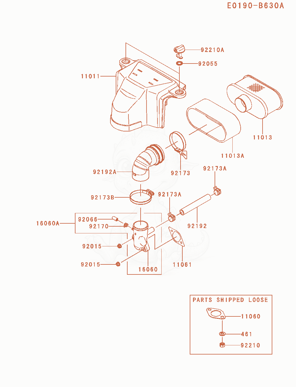 Exploded parts diagram of the Air-Filter / Muffler of a Kawasaki FS541V-AS02 engine, with numbered balloons