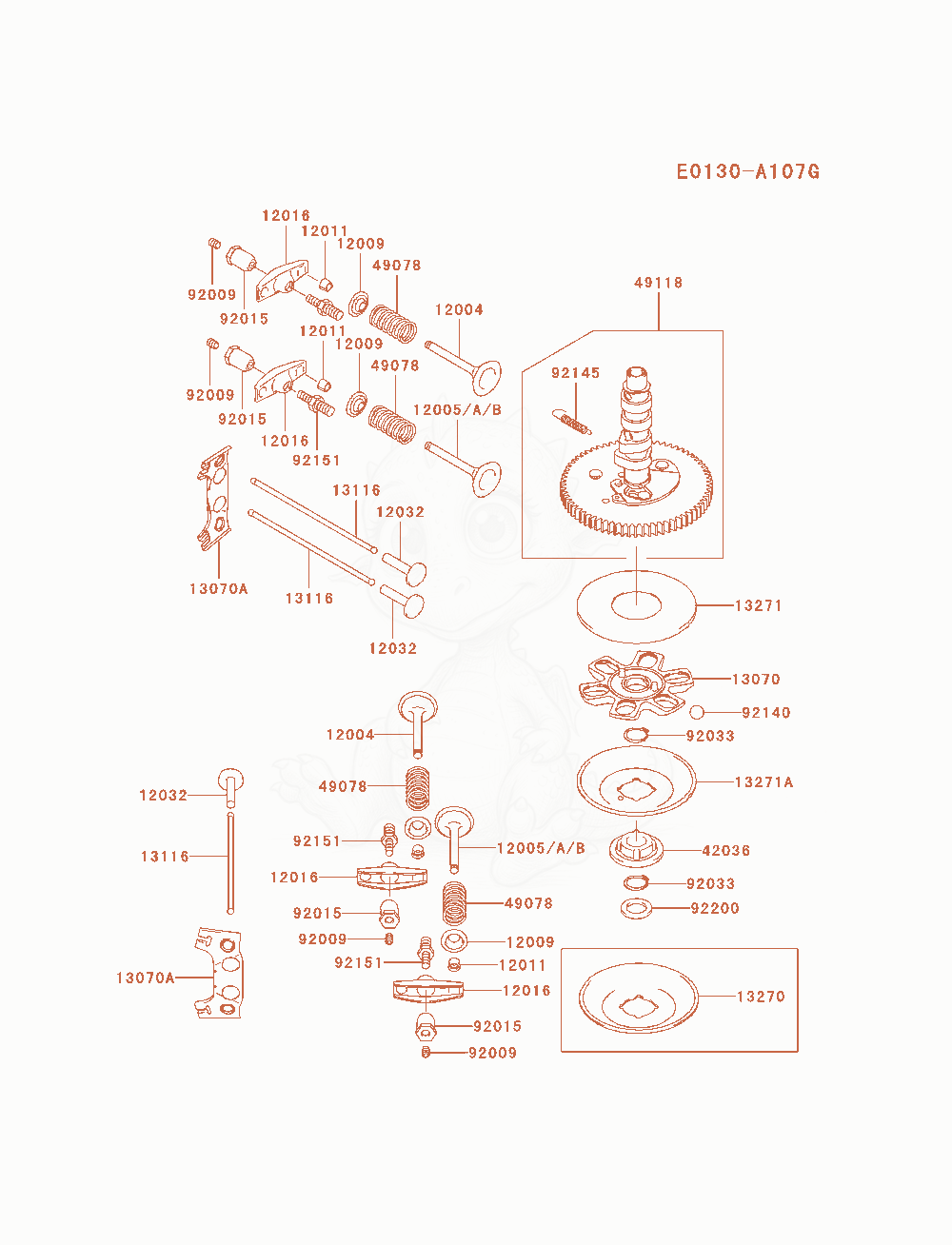 Exploded parts diagram of the Valve / Camshaft of a Kawasaki FH721V-AS07 engine, with numbered balloons