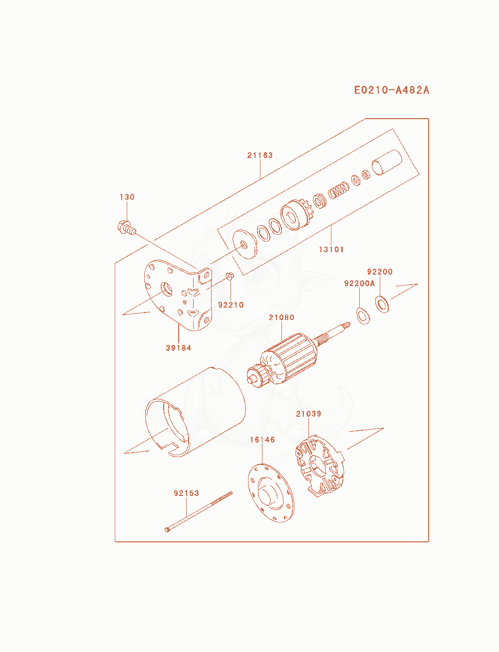 Exploded parts diagram of the Starter(Fh721-D02133&Sim;) of a Kawasaki FH721D-ES01 engine, with numbered balloons
