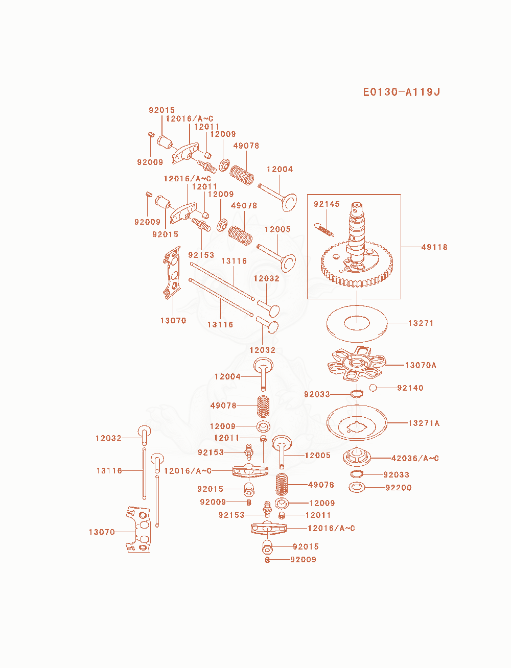 Exploded parts diagram of the Valve / Camshaft of a Kawasaki FH580V-AS28 engine, with numbered balloons