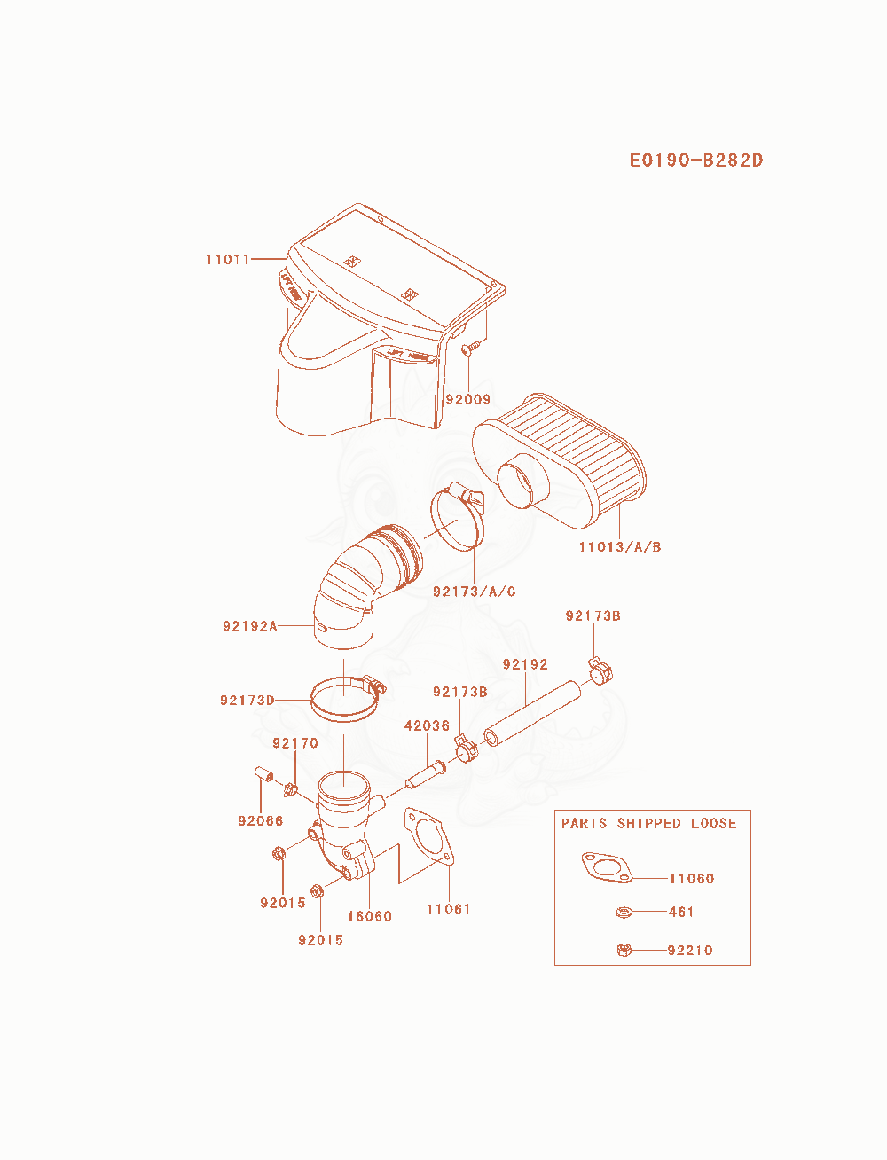 Exploded parts diagram of the Air-Filter / Muffler of a Kawasaki FR730V-AS10 engine, with numbered balloons