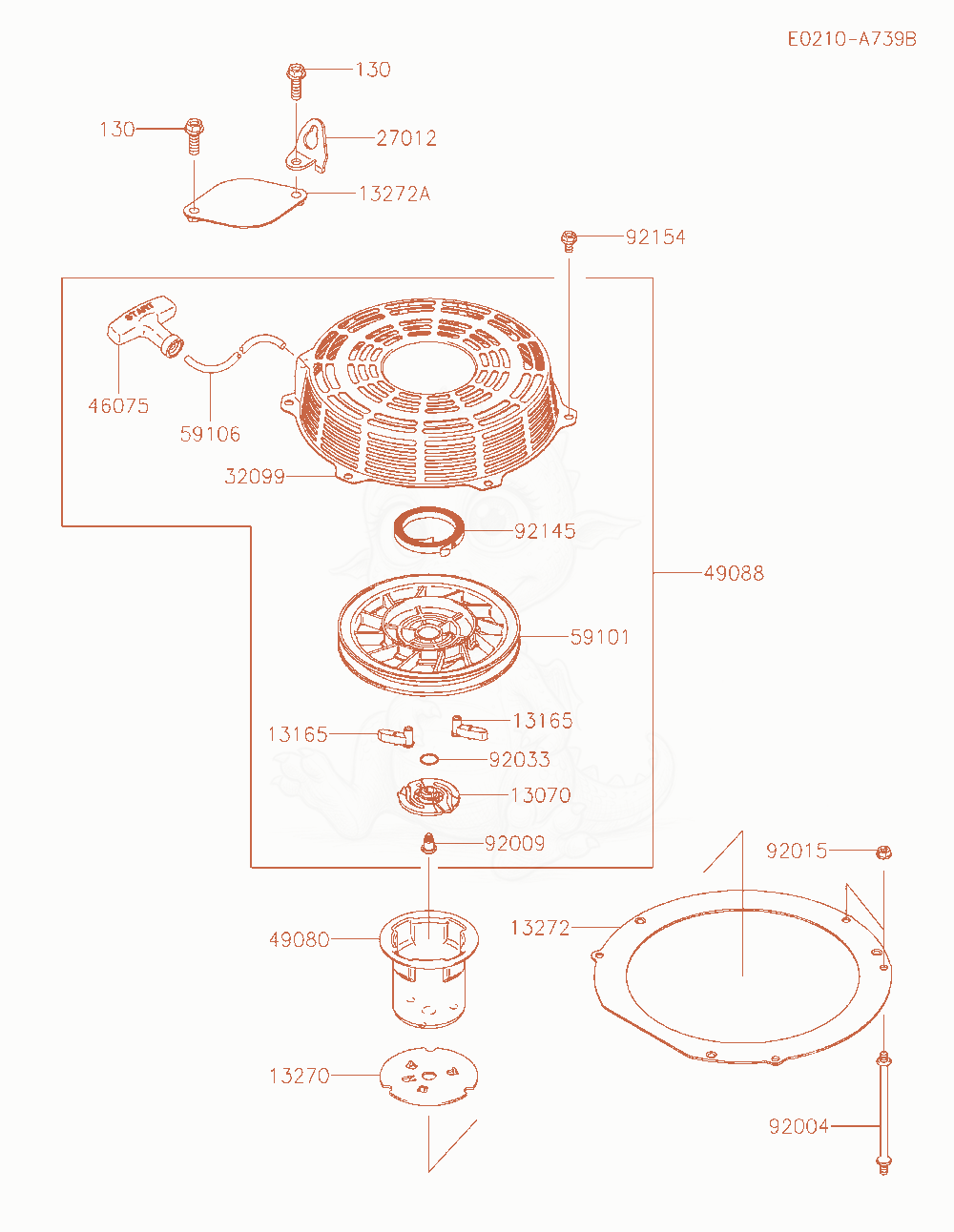 Exploded parts diagram of the Starter of a Kawasaki FS541V-FS21 engine, with numbered balloons