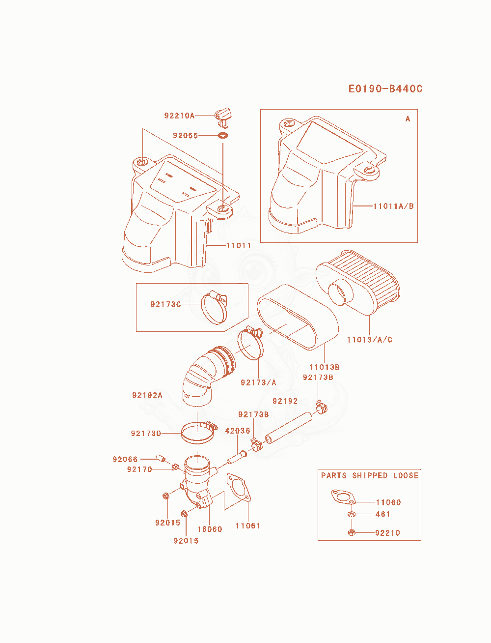 Exploded parts diagram of the Air-Filter / Muffler of a Kawasaki FS691V-AS14 engine, with numbered balloons