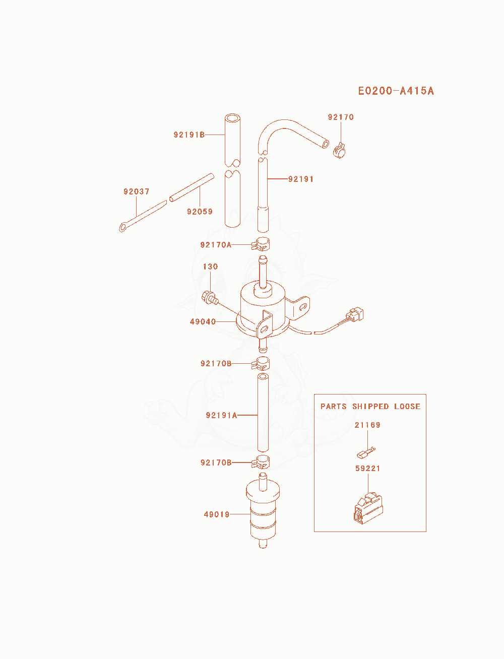 Exploded parts diagram of the Fuel-Tank / Fuel-Valve of a Kawasaki FD750D-BS01 engine, with numbered balloons