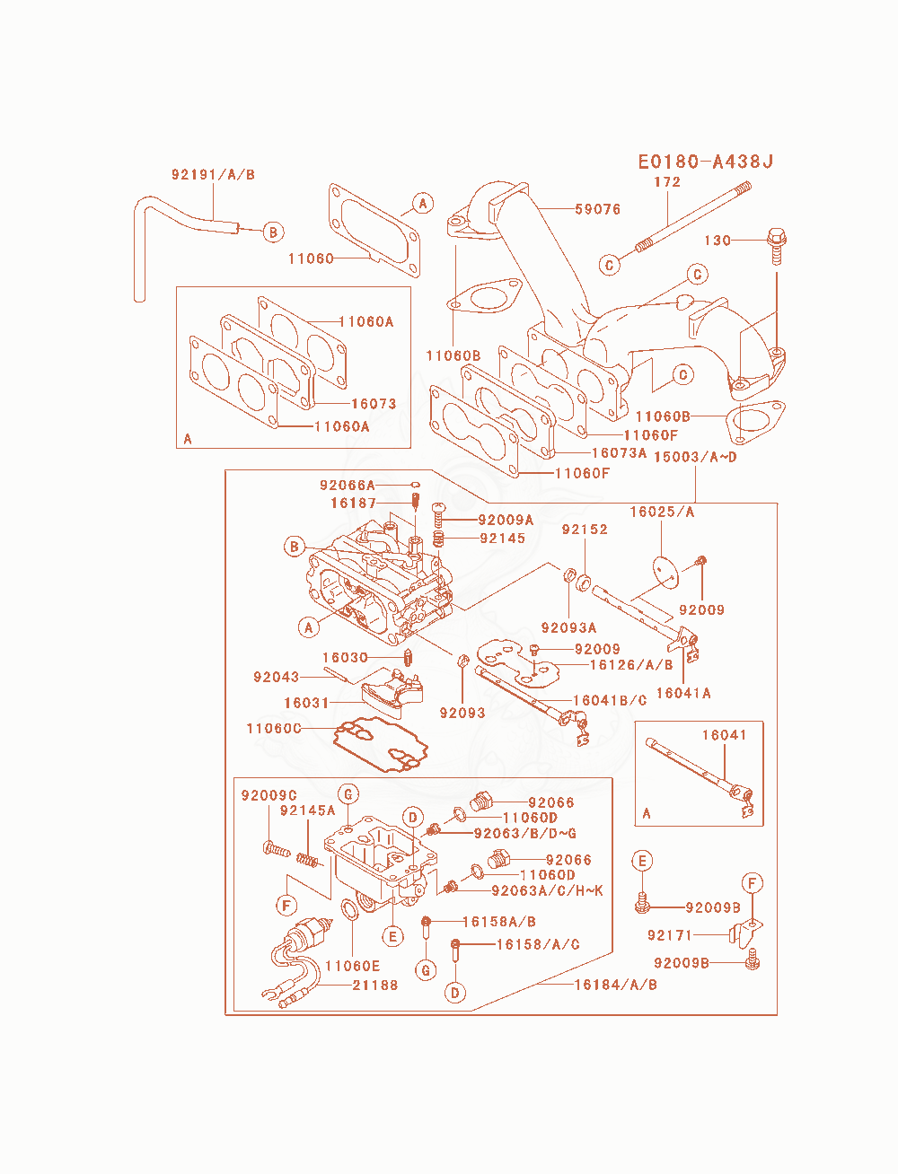 Exploded parts diagram of the Carburetor of a Kawasaki FH680V-AS01 engine, with numbered balloons