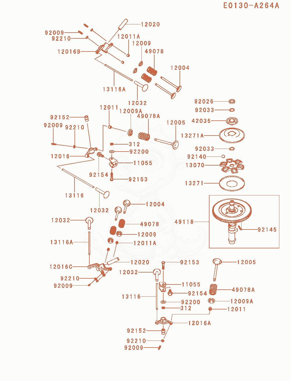 Exploded parts diagram of the Valve / Camshaft(Gs00 / Hs00) of a Kawasaki FXT00V-HS00 engine, with numbered balloons