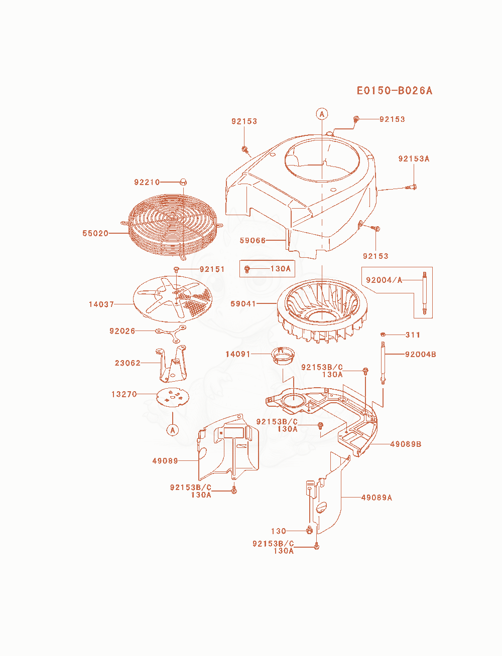 Exploded parts diagram of the Cooling-Equipment of a Kawasaki FH721V-FS13 engine, with numbered balloons
