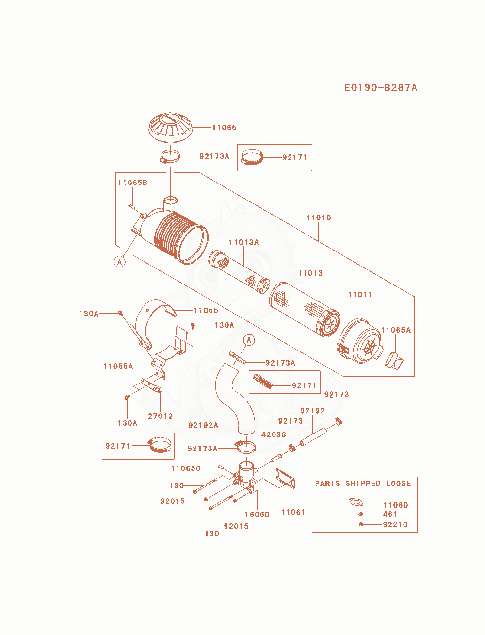 Exploded parts diagram of the Air-Filter / Muffler of a Kawasaki FX691V-AS13 engine, with numbered balloons