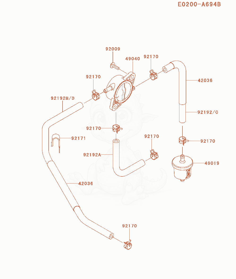 Exploded parts diagram of the Fuel-Tank / Fuel-Valve of a Kawasaki FX651V-AS04 engine, with numbered balloons