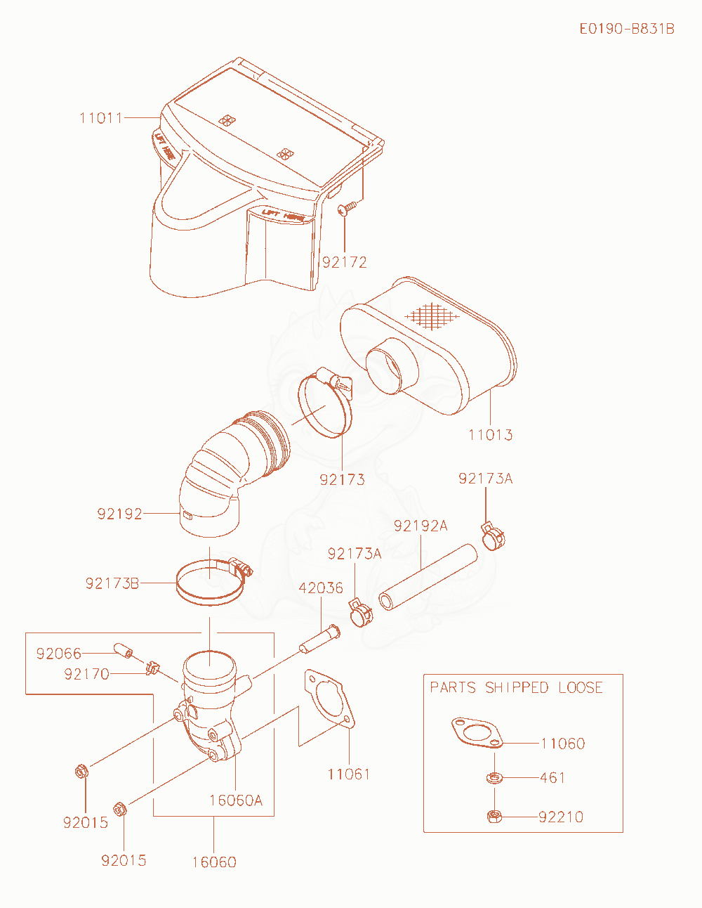 Exploded parts diagram of the Air-Filter / Muffler of a Kawasaki FR651V-AR13 engine, with numbered balloons