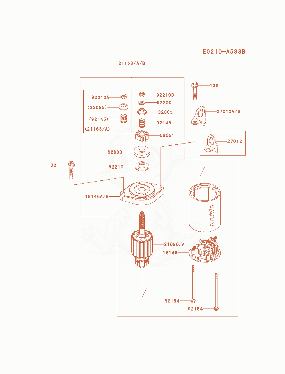 Exploded parts diagram of the Starter of a Kawasaki FS730V-BS04 engine, with numbered balloons