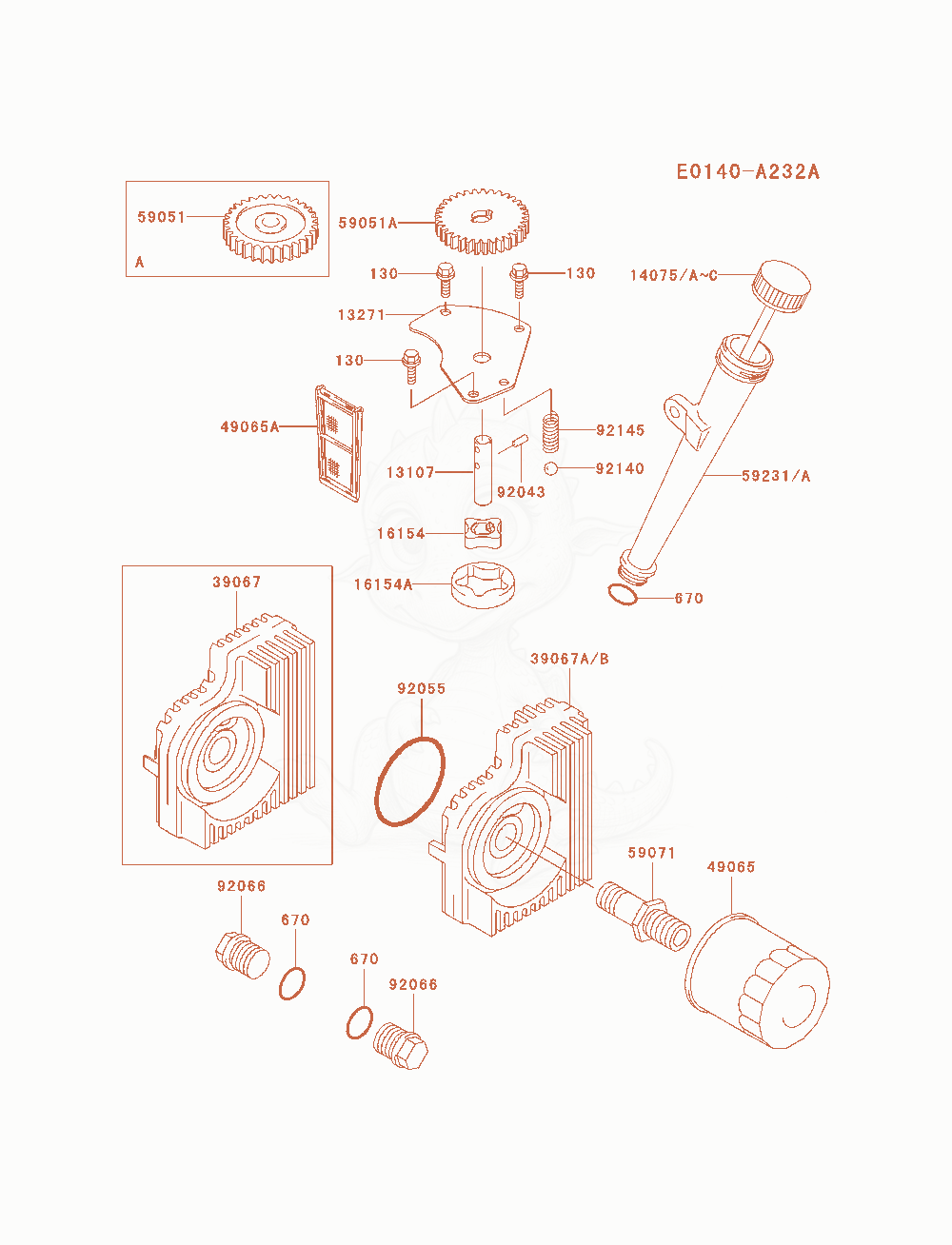 Despiece del Lubrication-Equipment de un motor Kawasaki FH721V-AS01, con globos numerados
