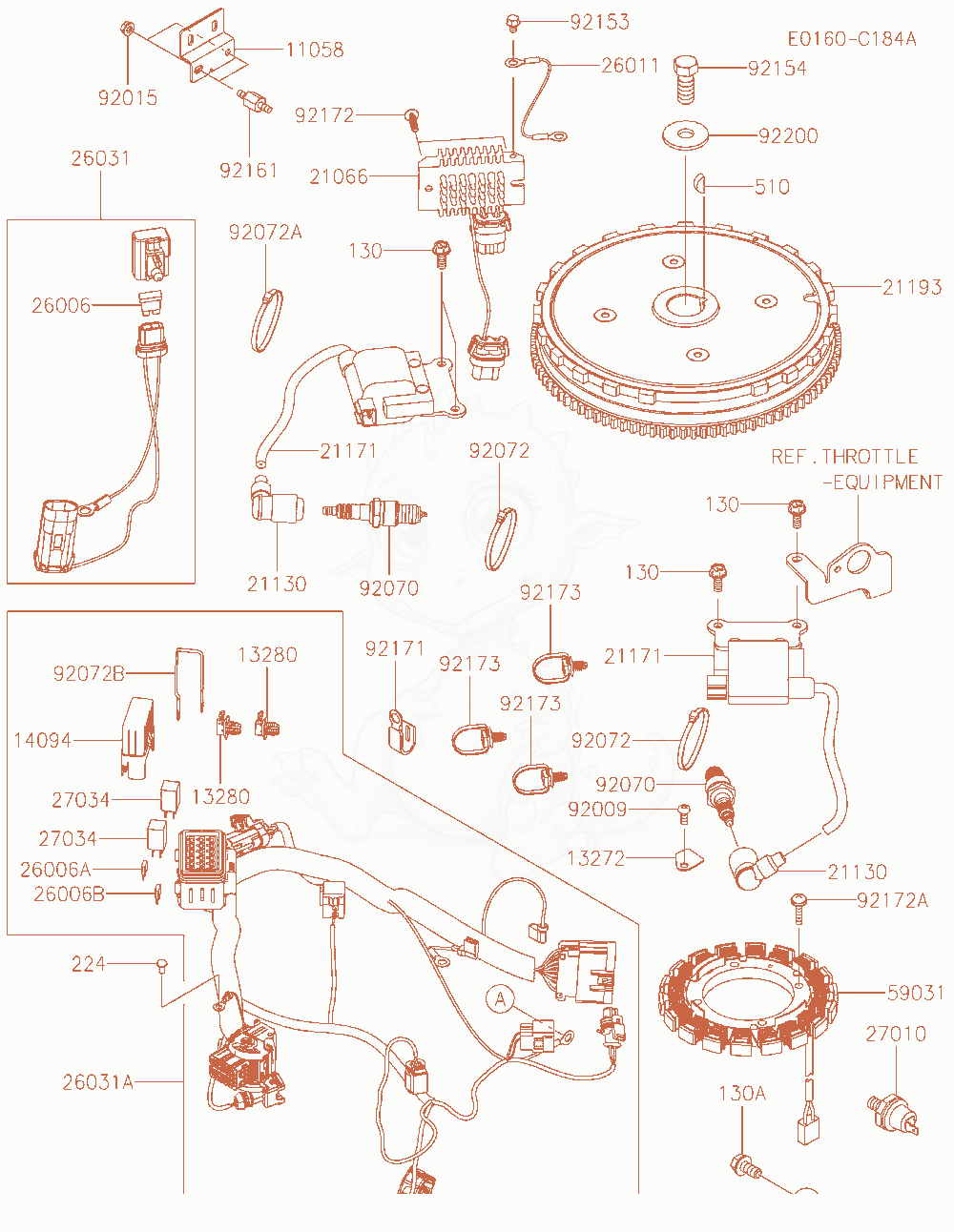 Exploded parts diagram of the Electric-Equipment(Ft730-B14806 - ) of a Kawasaki FT730V-BW00 engine, with numbered balloons