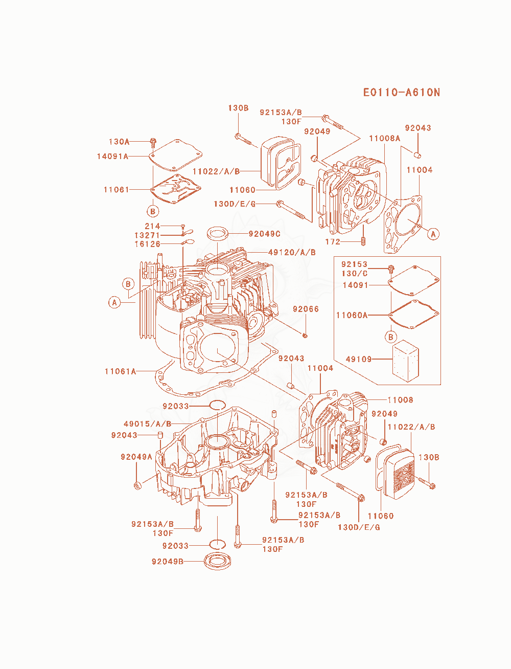 Exploded parts diagram of the Cylinder / Crankcase of a Kawasaki FH721V-FS13 engine, with numbered balloons