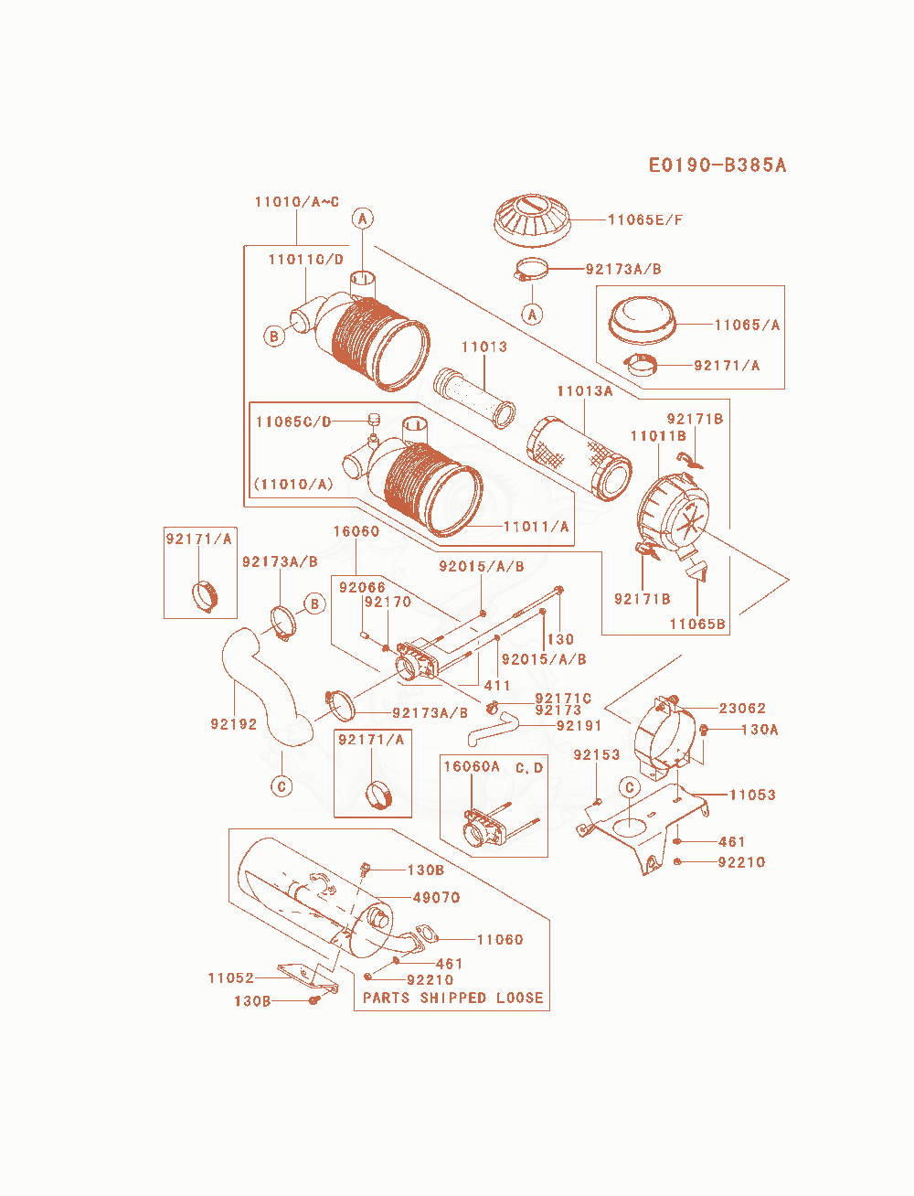 Exploded parts diagram of the Air-Filter / Muffler of a Kawasaki FH770D-ES01 engine, with numbered balloons