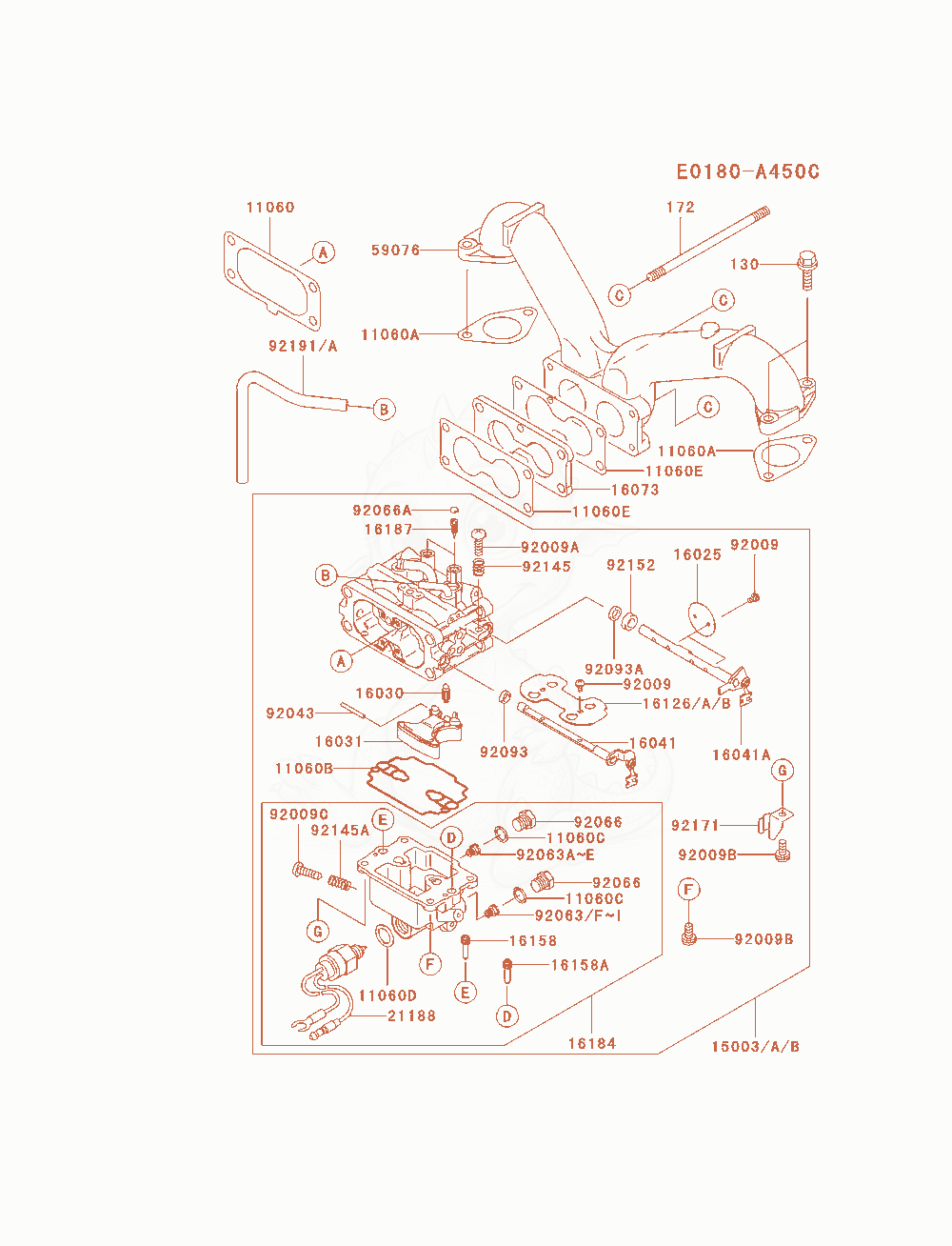 Exploded parts diagram of the Carburetor of a Kawasaki FH721V-AS01 engine, with numbered balloons