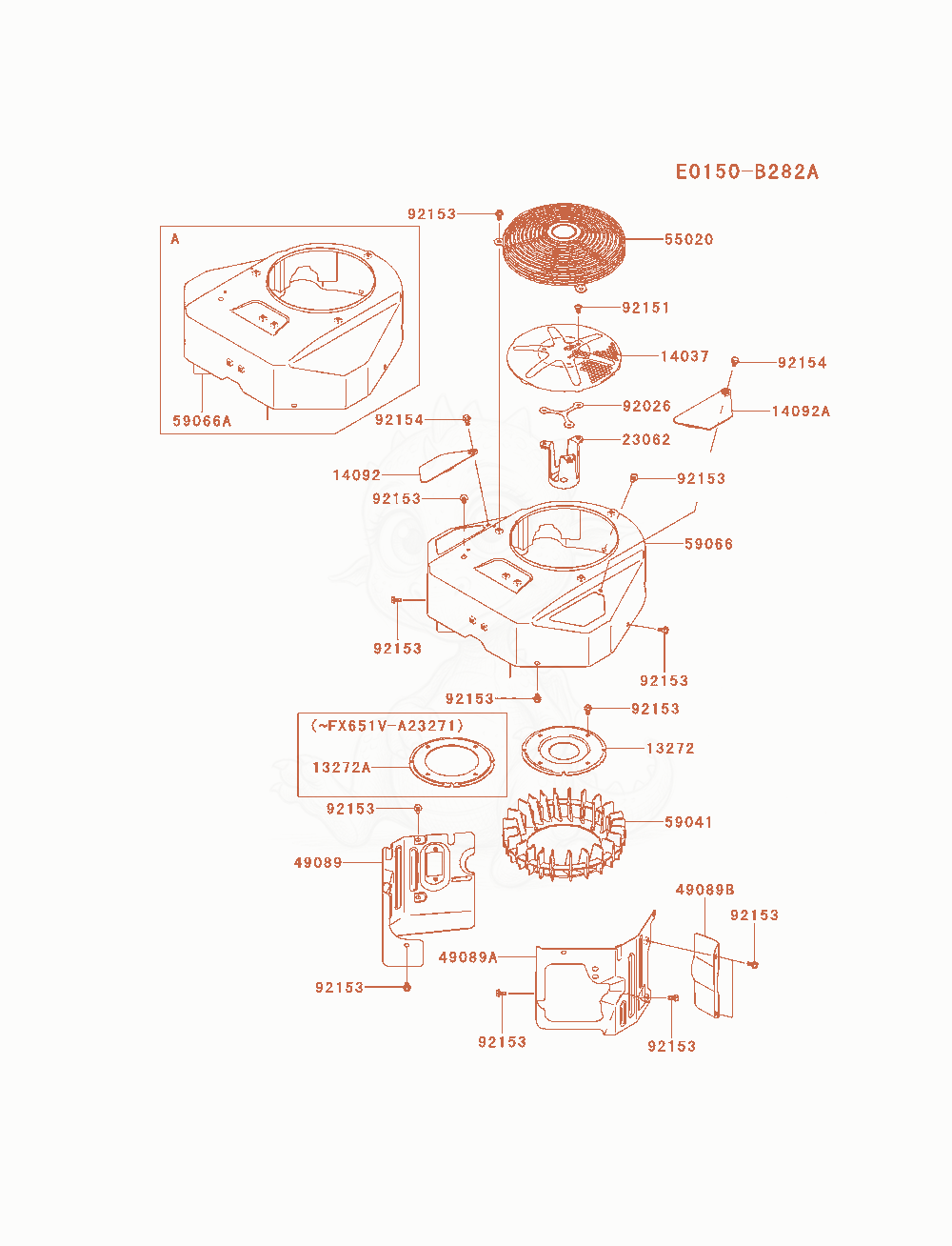 Exploded parts diagram of the Cooling-Equipment of a Kawasaki FX651V-AS11 engine, with numbered balloons