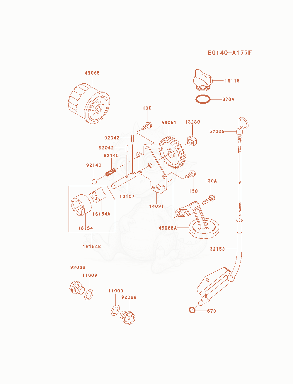 Despiece del Lubrication-Equipment de un motor Kawasaki FD851D-NS00, con globos numerados