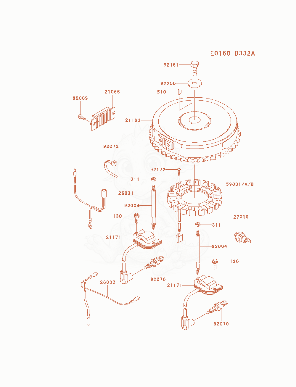 Exploded parts diagram of the Electric-Equipment of a Kawasaki FH580V-ES30 engine, with numbered balloons