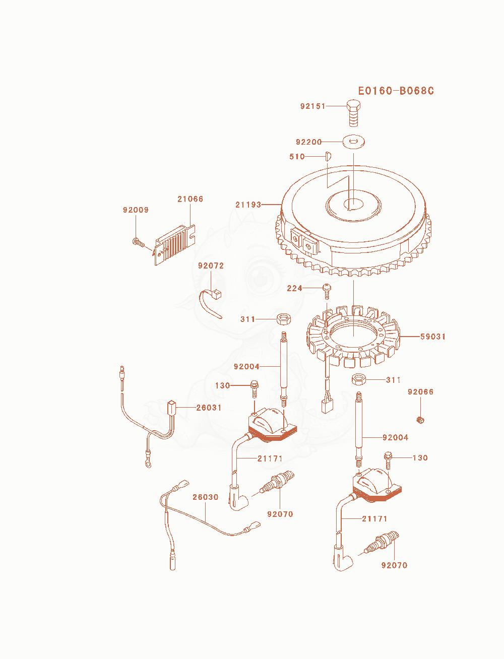 Exploded parts diagram of the Electric-Equipment of a Kawasaki FH580V-AS38 engine, with numbered balloons