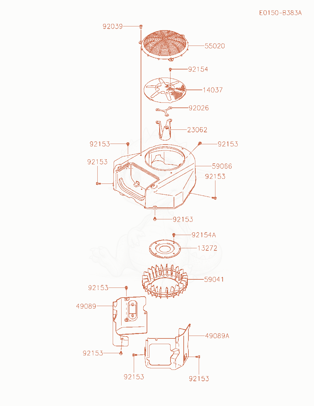 Exploded parts diagram of the Cooling-Equipment of a Kawasaki FS691V-BE51 engine, with numbered balloons