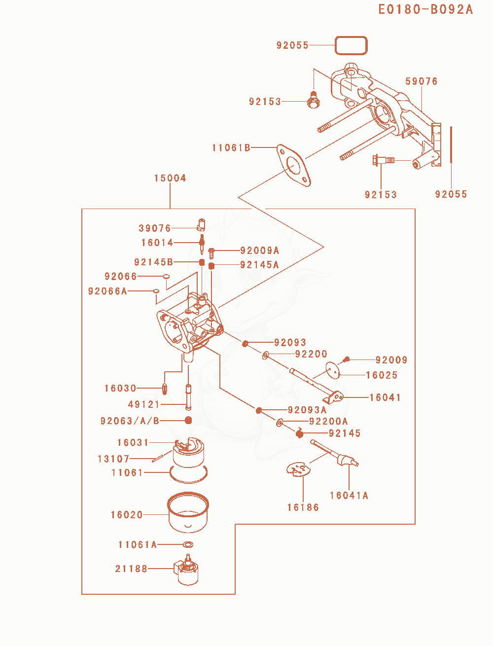 Exploded parts diagram of the Carburetor of a Kawasaki FR600V-AS19 engine, with numbered balloons