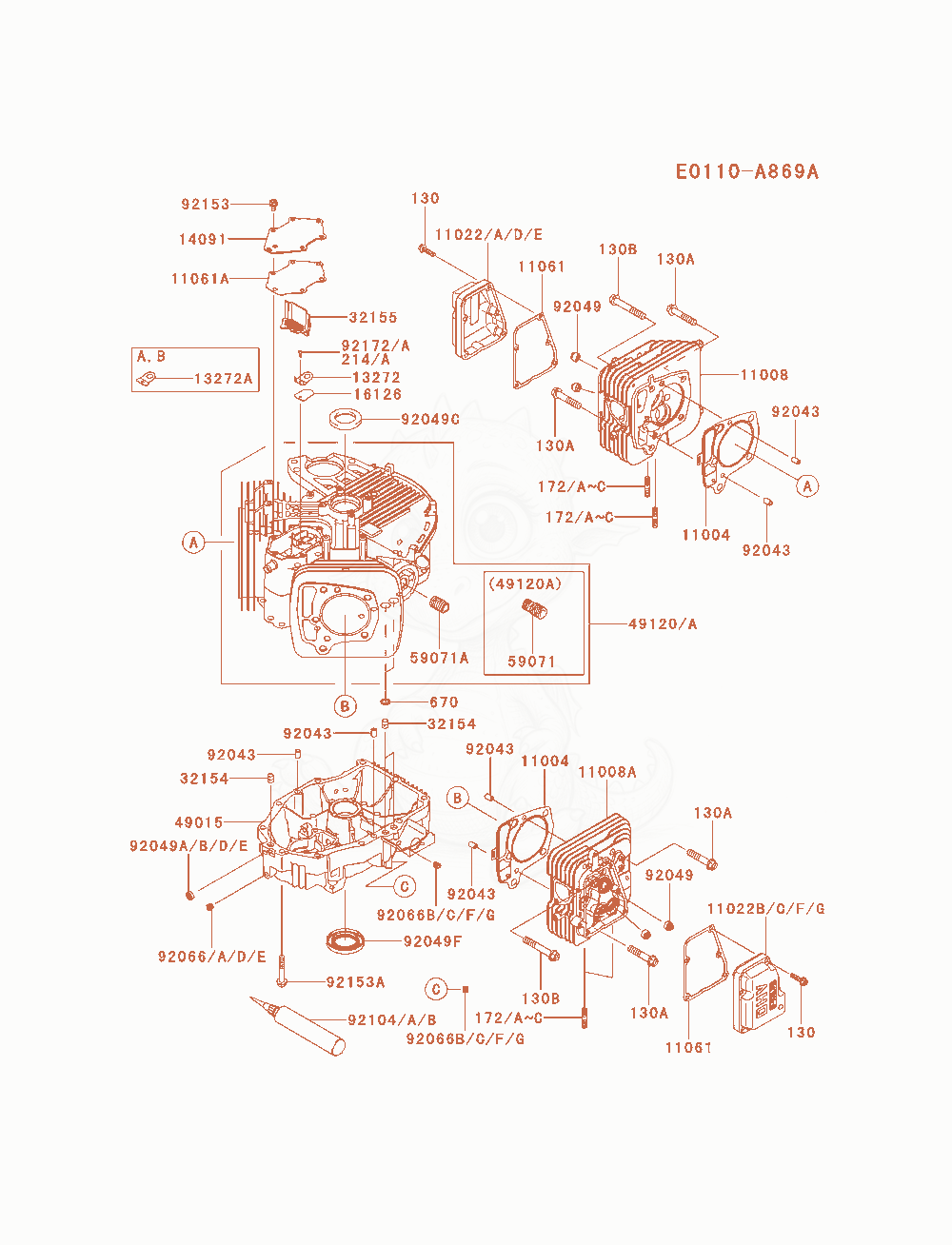 Exploded parts diagram of the Cylinder / Crankcase of a Kawasaki FS651V-BS09 engine, with numbered balloons