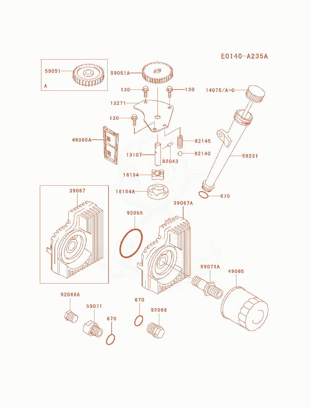 Despiece del Lubrication-Equipment de un motor Kawasaki FH721V-AS06, con globos numerados
