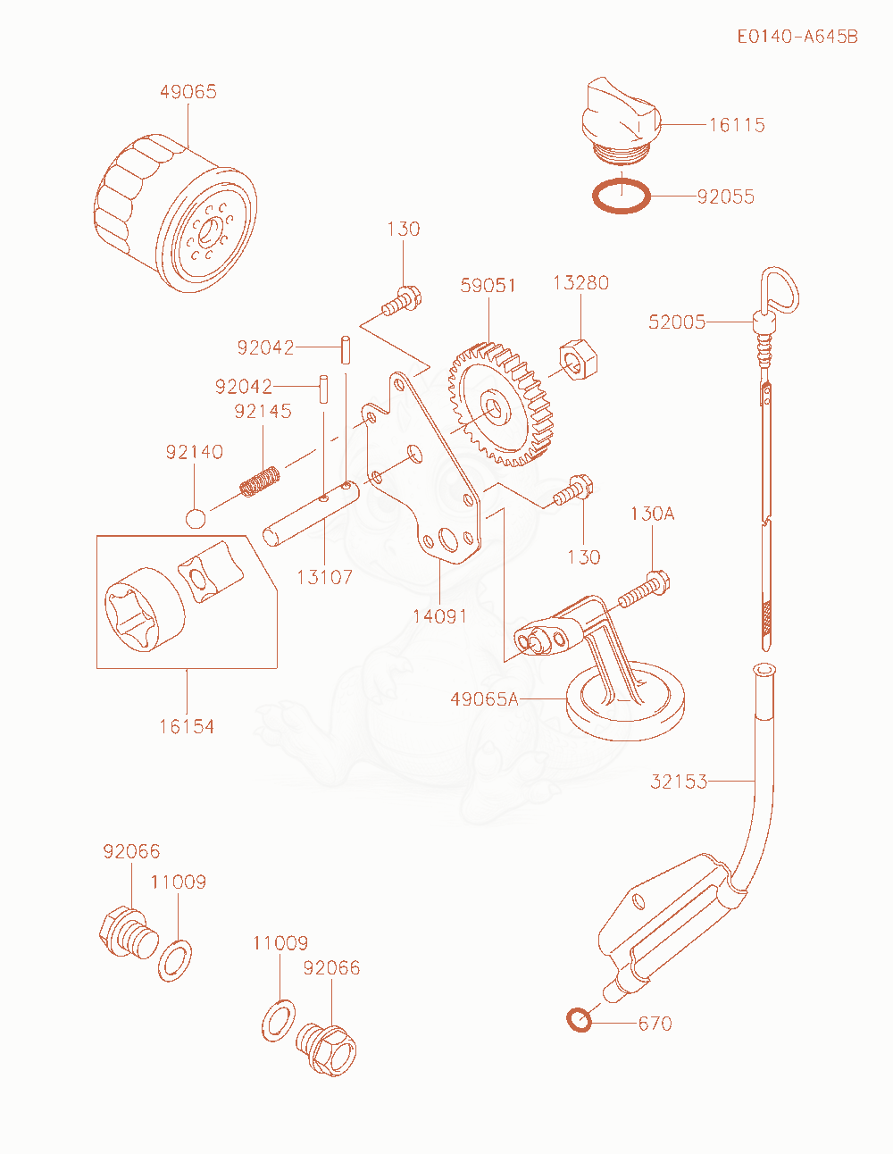 Despiece del Lubrication-Equipment de un motor Kawasaki FD851D-PS00, con globos numerados