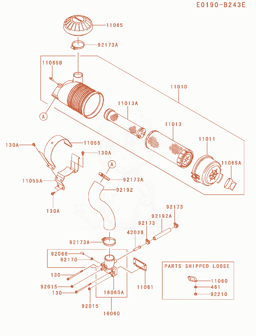 Exploded parts diagram of the Air-Filter / Muffler of a Kawasaki FX651V-AS15 engine, with numbered balloons