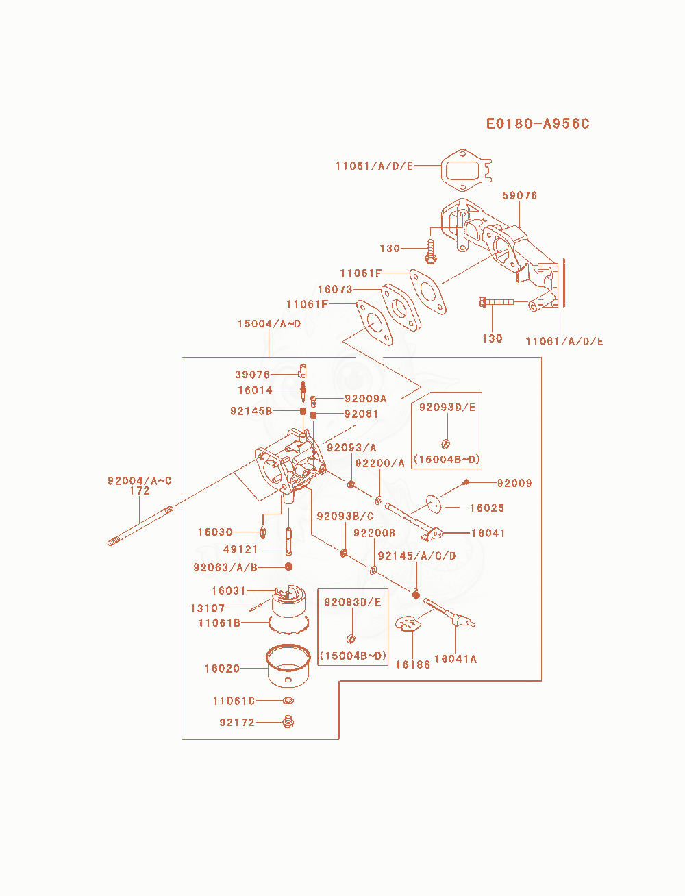 Exploded parts diagram of the Carburetor of a Kawasaki FS481V-AS04 engine, with numbered balloons