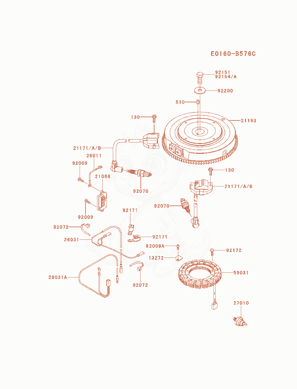 Despiece del Electric-Equipment de un motor Kawasaki FS691V-AS04, con globos numerados