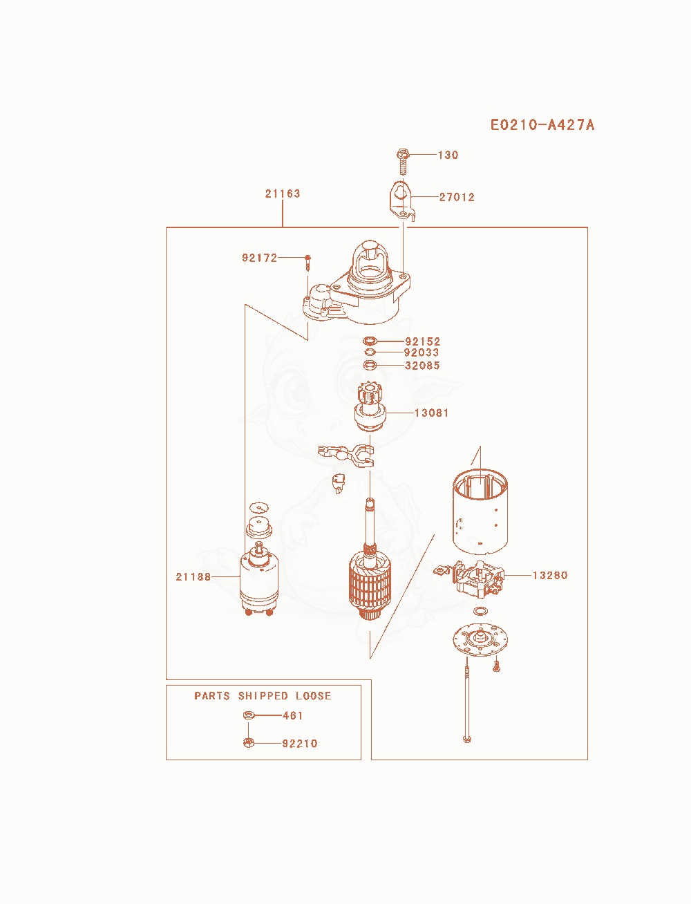 Exploded parts diagram of the Starter of a Kawasaki FX850V-AS07 engine, with numbered balloons