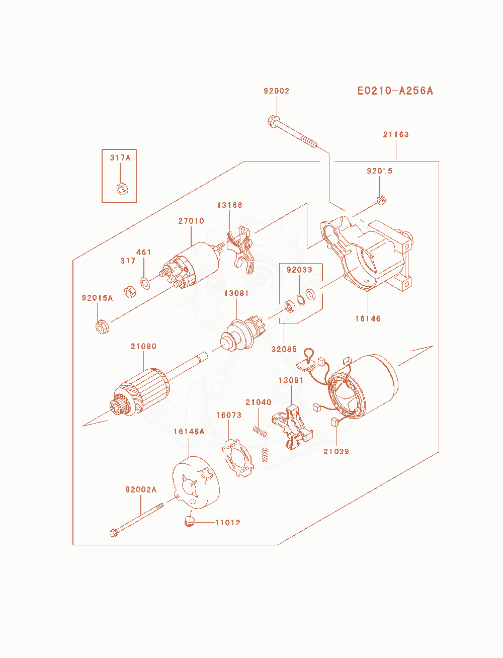 Exploded parts diagram of the Starter of a Kawasaki FH721D-AS06 engine, with numbered balloons