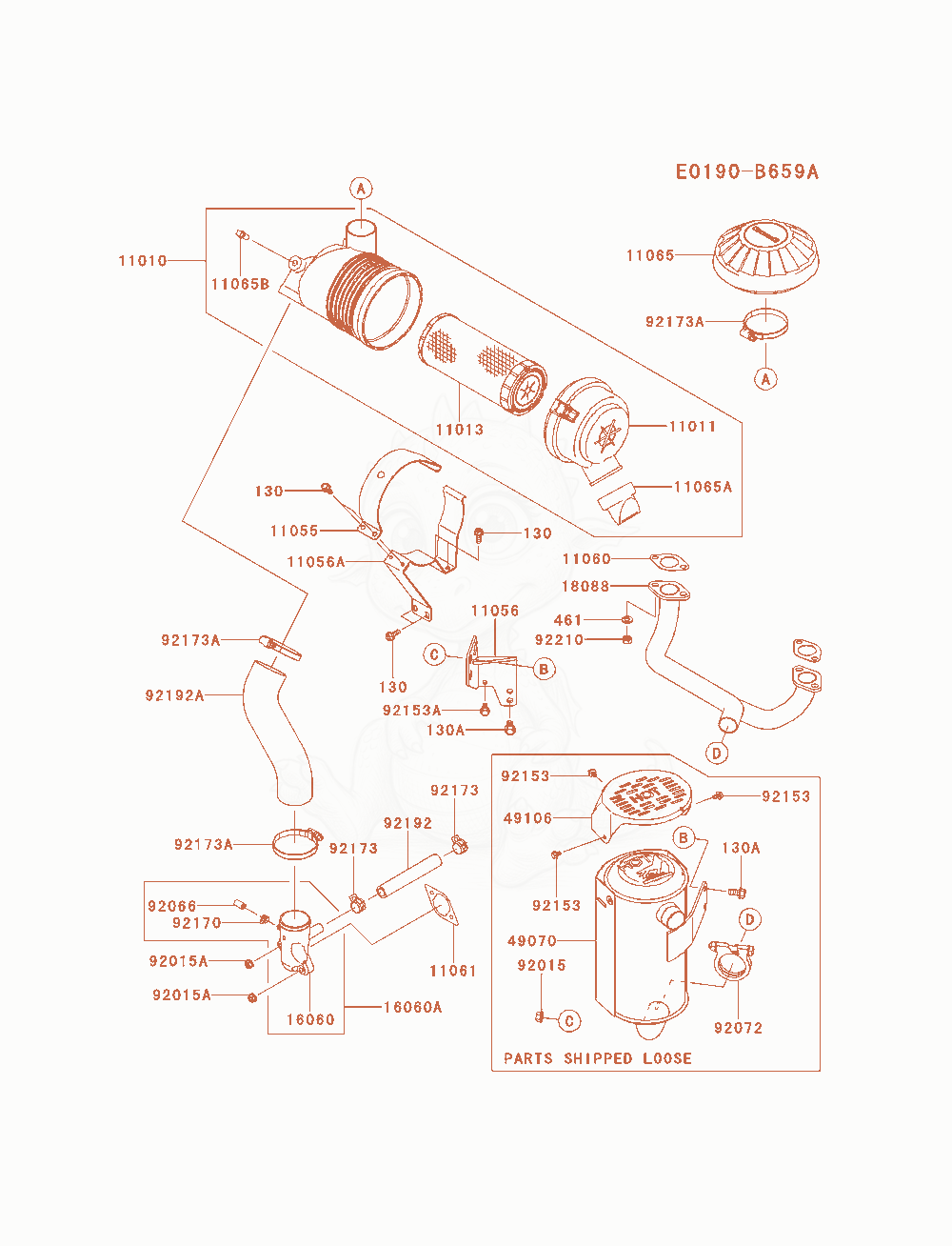 Exploded parts diagram of the Air-Filter / Muffler of a Kawasaki FX541V-DS06 engine, with numbered balloons