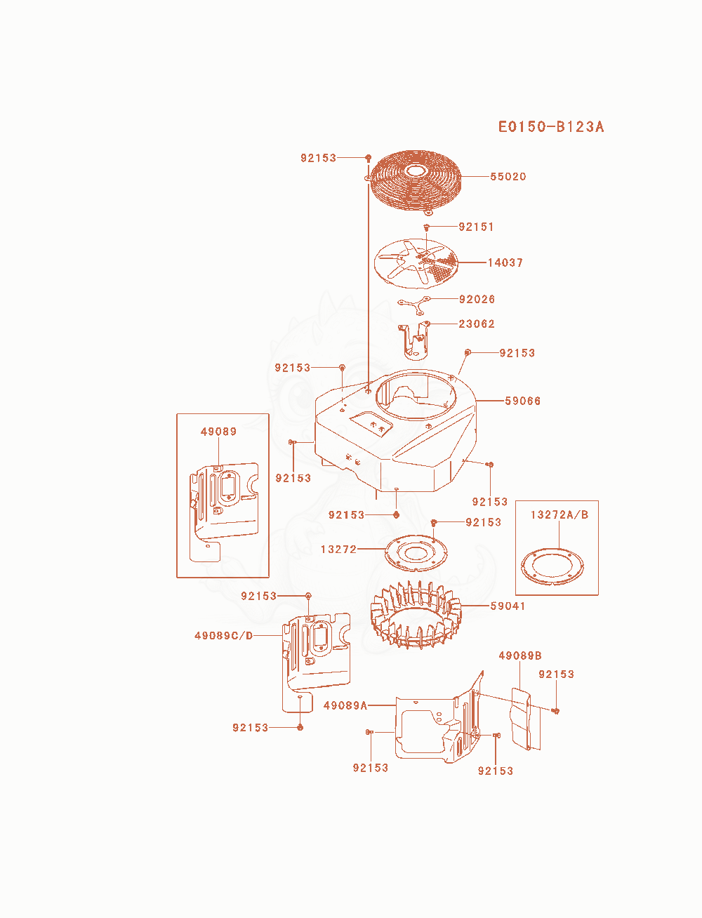 Exploded parts diagram of the Cooling-Equipment of a Kawasaki FX691V-AS14 engine, with numbered balloons