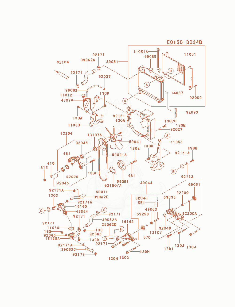 Exploded parts diagram of the Cooling-Equipment of a Kawasaki FD851D-NS00 engine, with numbered balloons